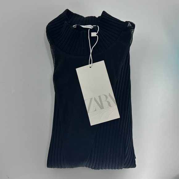 ZARA Women’s Black Mini Body Con with Mesh Sleeves Size M NWT - Picture 15 of 16